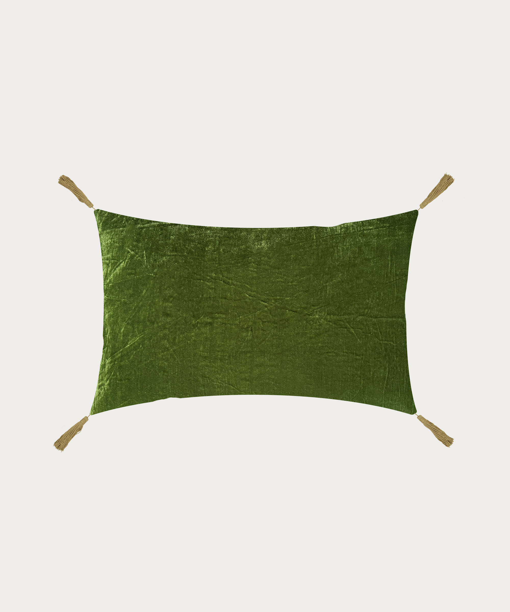 Hester Gold/Green Silk Velvet Rectangle Cushion