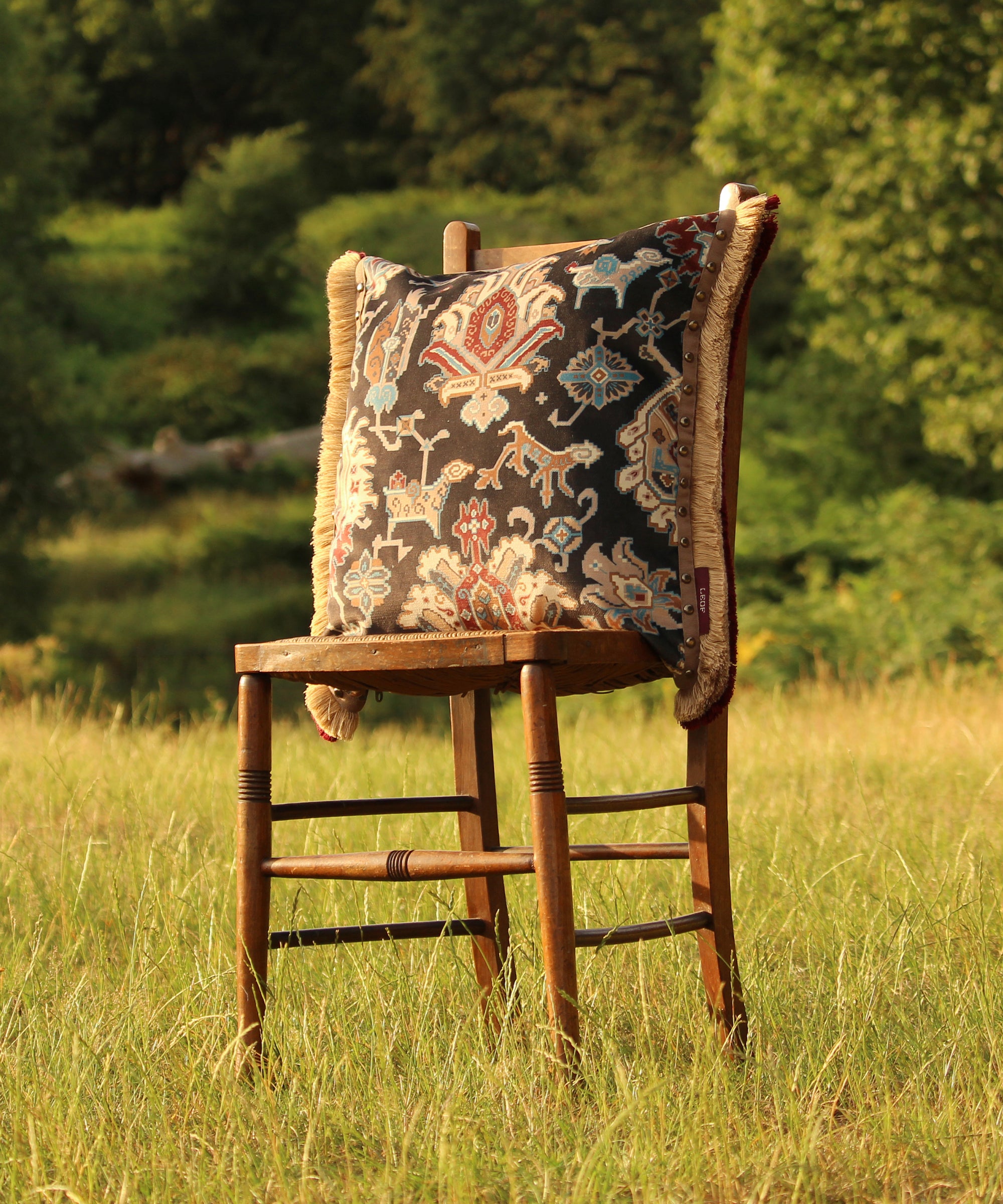 Keats Grove Black Velvet Square Cushion
