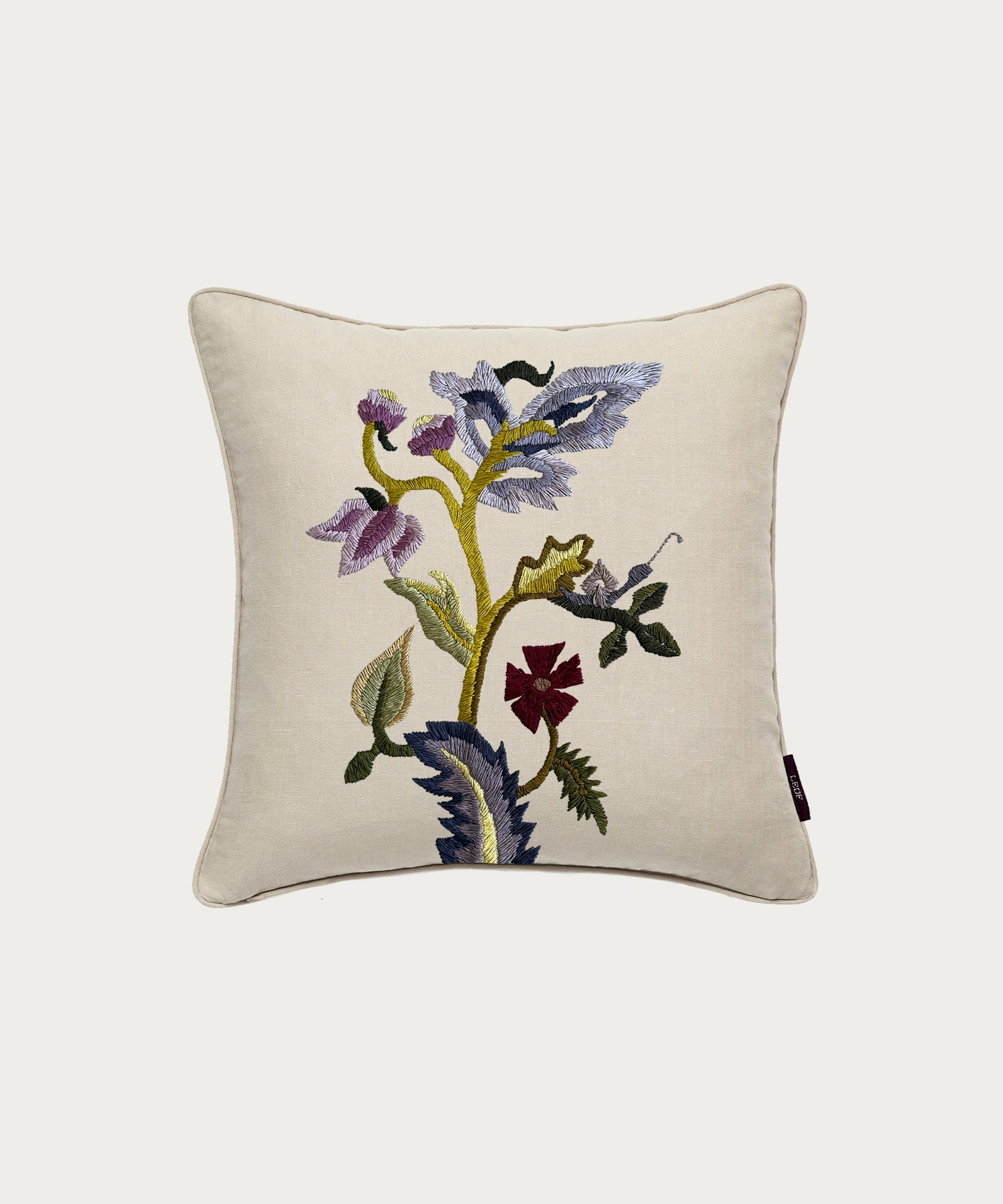 Harclay Floral Embroidered Square Cushion