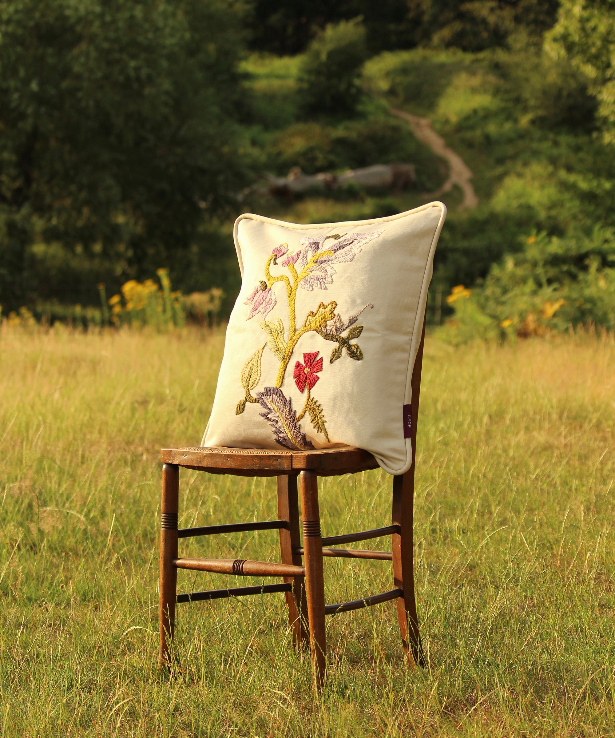 Harclay Floral Embroidered Square Cushion