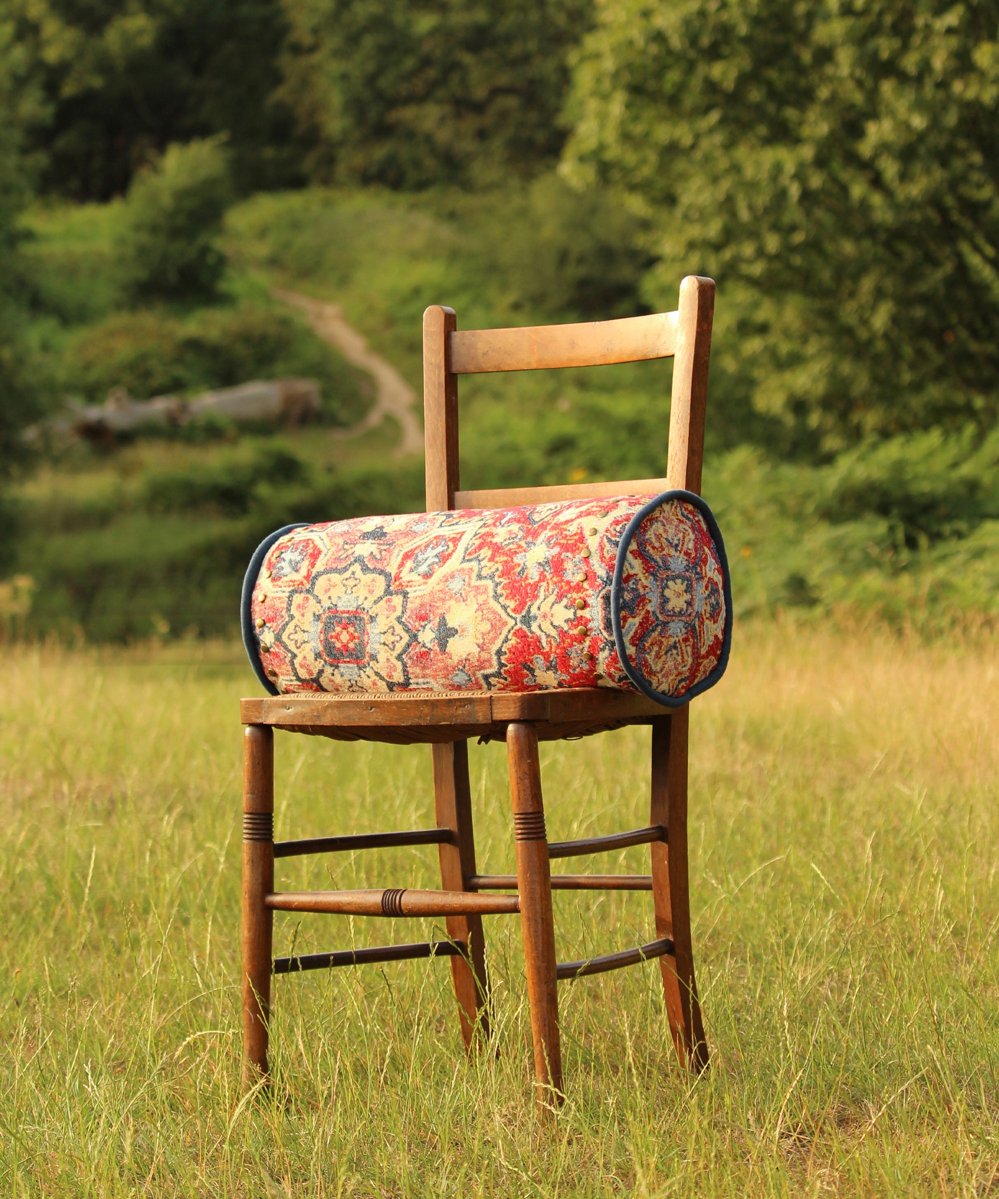Folbury Red Weave Round Bolster